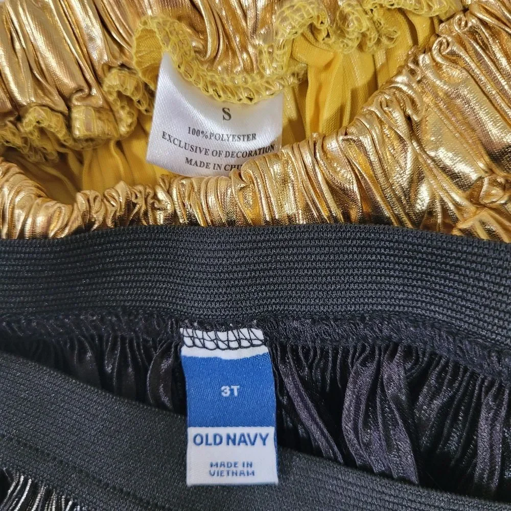 Girls Size 3t Metallic Black Gold Pleated 2 Skirts Bundle
